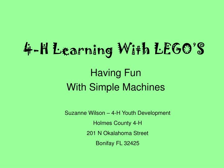 4 h learning with lego s