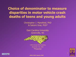 Choice of denominator to measure disparities in motor vehicle crash deaths of teens and young adults