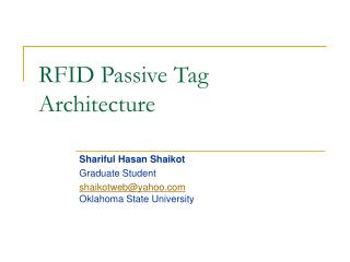 RFID Passive Tag Architecture