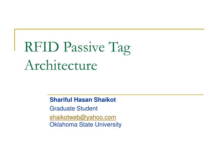 rfid passive tag architecture