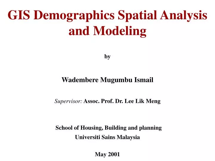 gis demographics spatial analysis and modeling