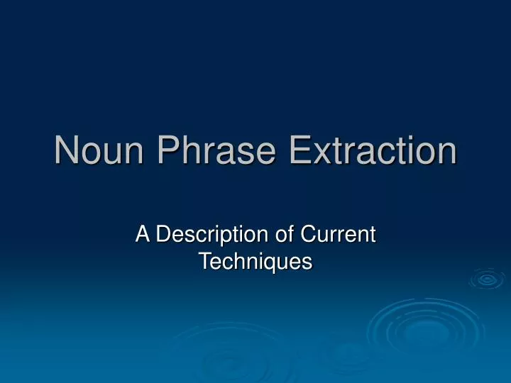 noun phrase extraction