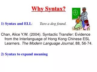 Why Syntax?