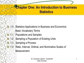 Chapter One: An Introduction to Business Statistics
