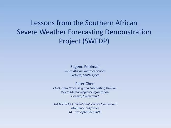 lessons from the southern african severe weather forecasting demonstration project swfdp