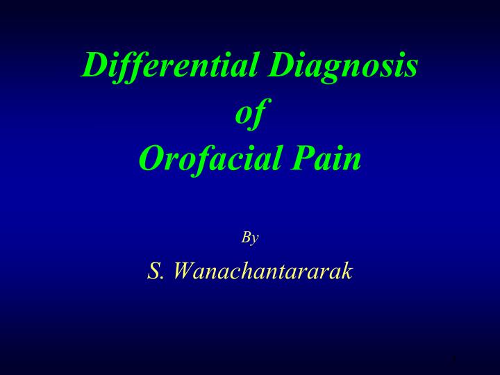 differential diagnosis of orofacial pain