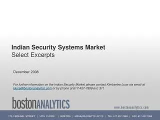 Indian Security Systems Market Select Excerpts