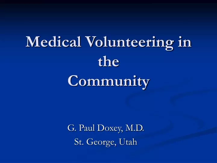 medical volunteering in the community