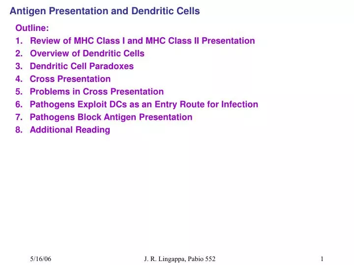 antigen presentation and dendritic cells