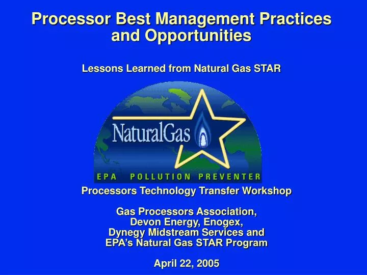 processor best management practices and opportunities lessons learned from natural gas star
