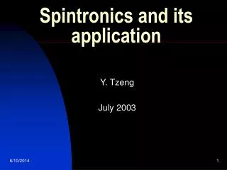 Spintronics and its application