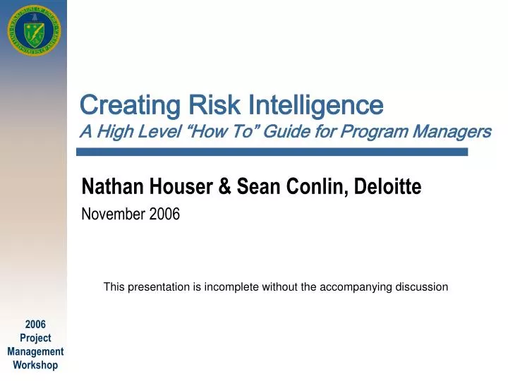 creating risk intelligence a high level how to guide for program managers
