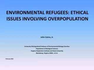 ENVIRONMENTAL REFUGEES: ETHICAL ISSUES INVOLVING OVERPOPULATION