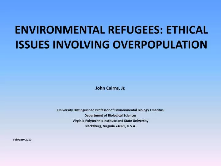 environmental refugees ethical issues involving overpopulation