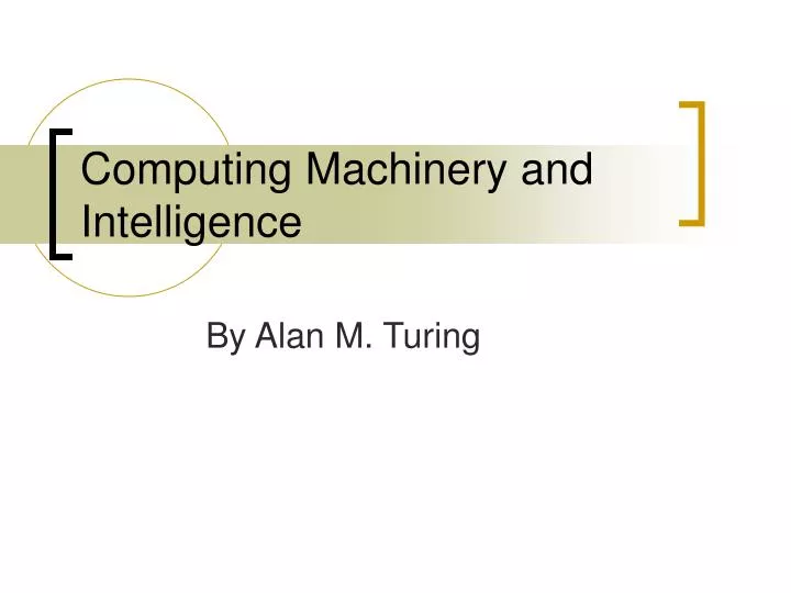computing machinery and intelligence