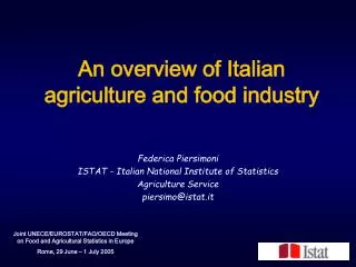 An overview of Italian agriculture and food industry