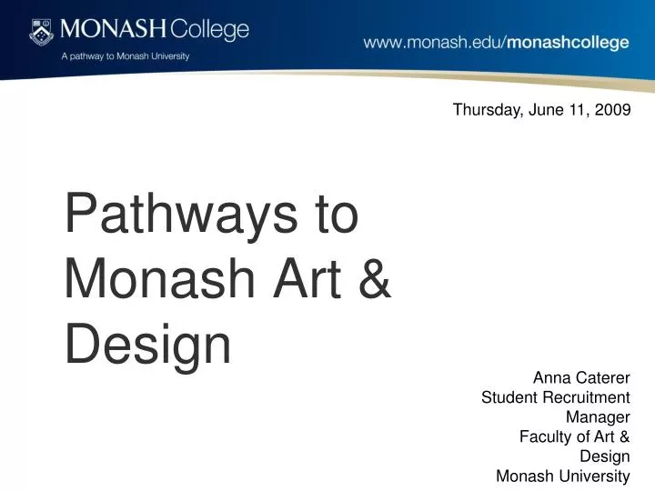 pathways to monash art design