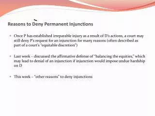 Reasons to Deny Permanent Injunctions