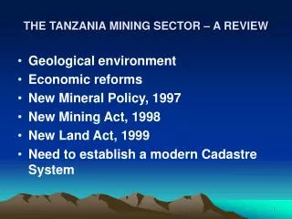 THE TANZANIA MINING SECTOR – A REVIEW
