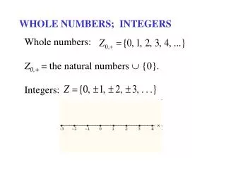 WHOLE NUMBERS; INTEGERS