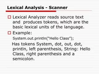 Lexical Analysis - Scanner