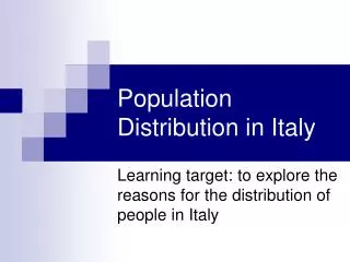 Population Distribution in Italy