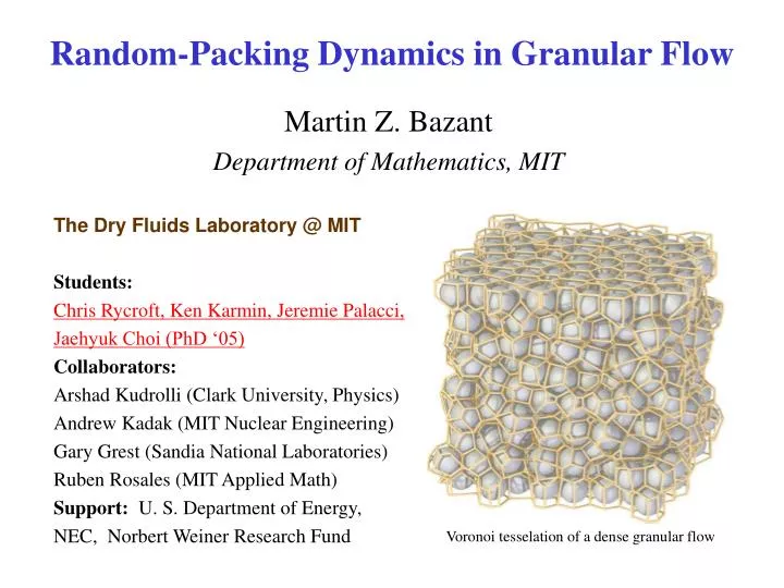random packing dynamics in granular flow