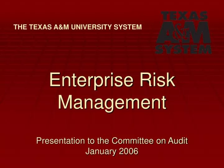 enterprise risk management presentation to the committee on audit january 2006