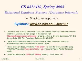 CS 587/410, Spring 2008