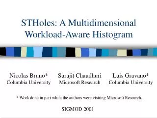 STHoles: A Multidimensional Workload-Aware Histogram