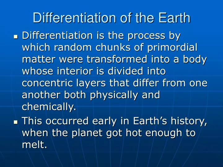 differentiation of the earth