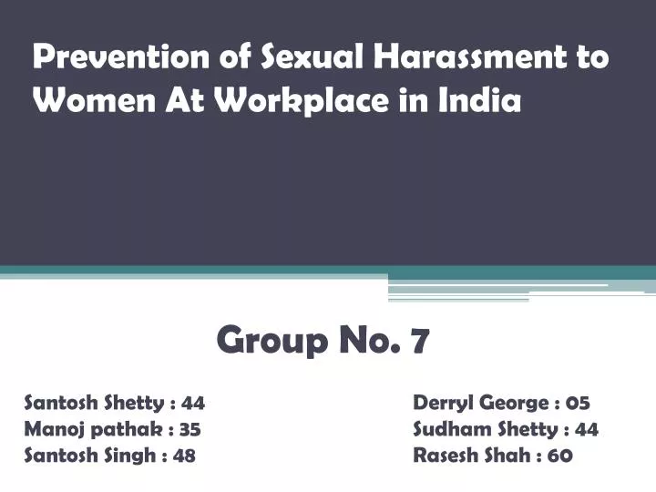 prevention of sexual harassment to women at workplace in india