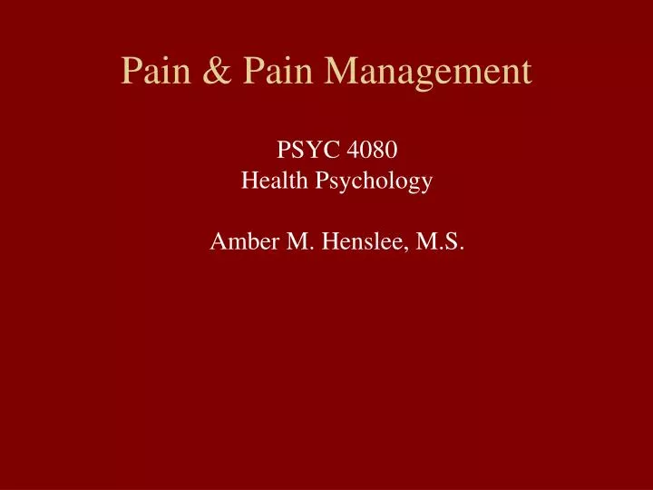 pain pain management