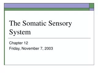 The Somatic Sensory System