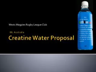 IBL Australia Creatine Water Proposal