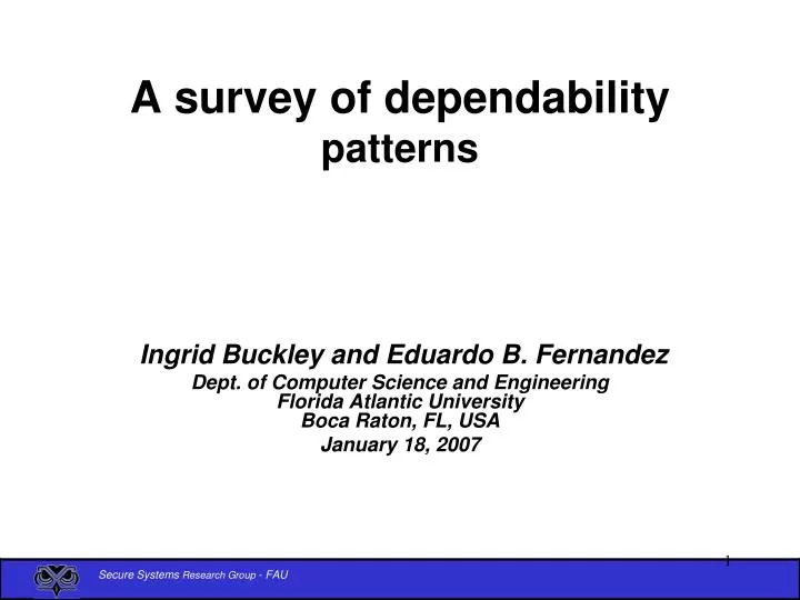 a survey of dependability patterns