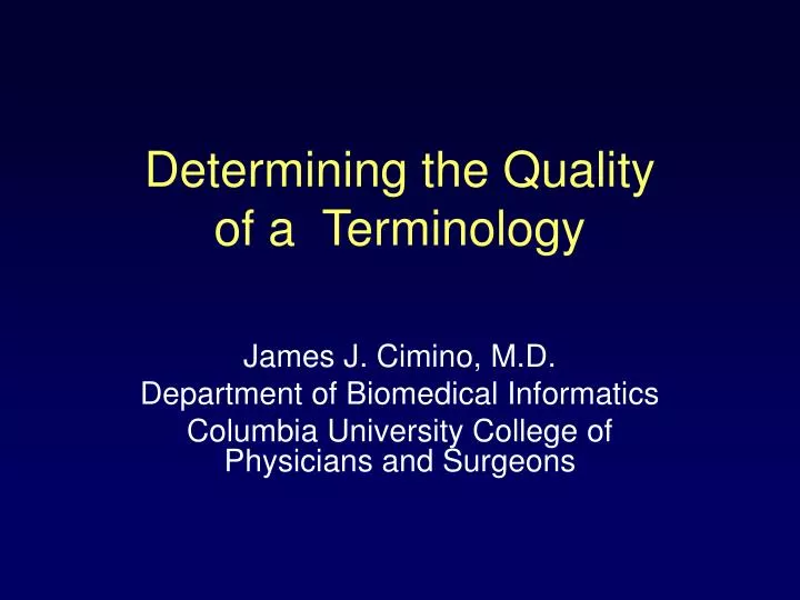 determining the quality of a terminology