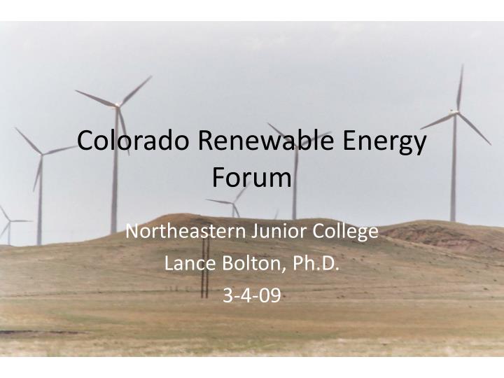 colorado renewable energy forum