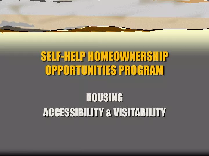 self help homeownership opportunities program