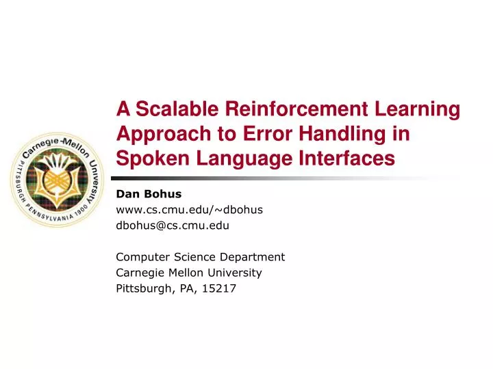 a scalable reinforcement learning approach to error handling in spoken language interfaces