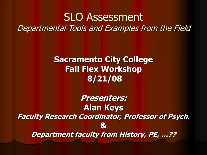 slo assessment departmental tools and examples from the field