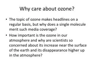 Why care about ozone?
