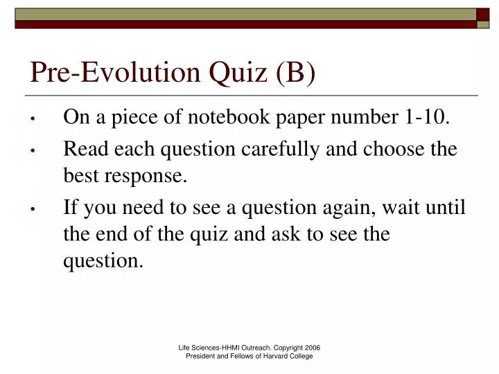 pre evolution quiz b