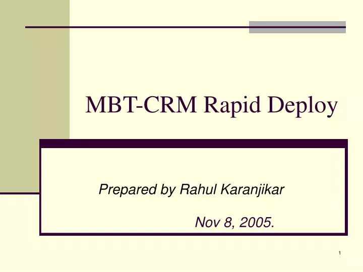 mbt crm rapid deploy