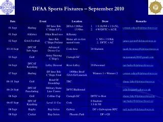DFAA Sports Fixtures – September 2010