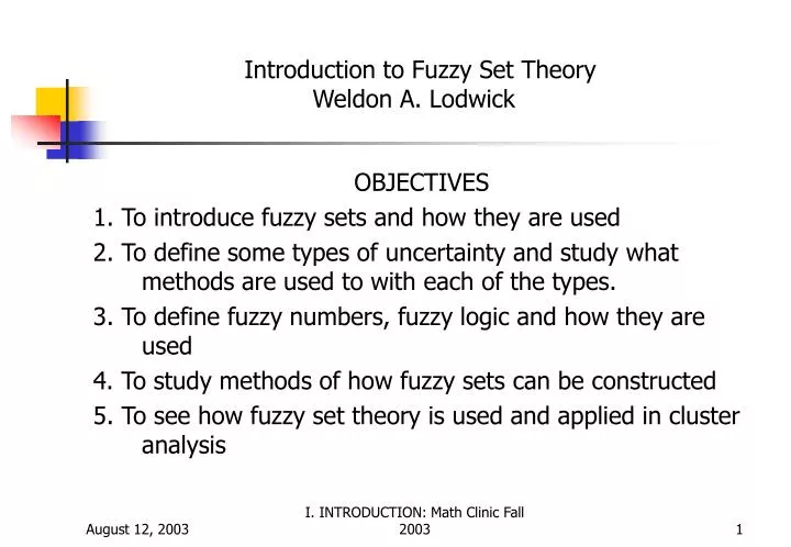 introduction to fuzzy set theory weldon a lodwick