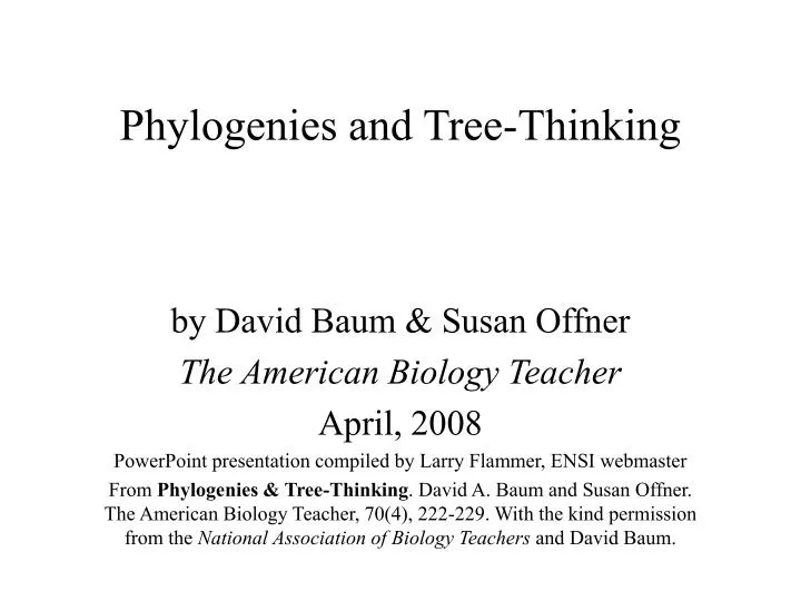 phylogenies and tree thinking