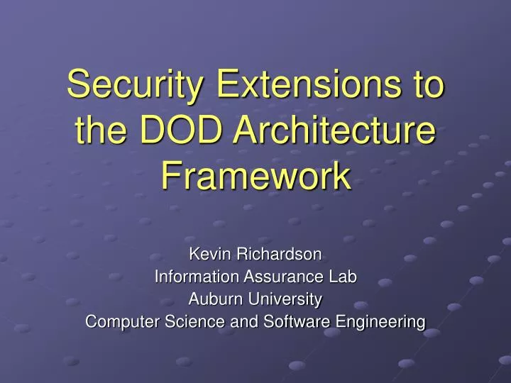 security extensions to the dod architecture framework