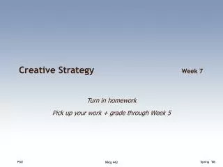 Creative Strategy	 Week 7
