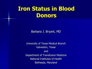Iron Status in Blood Donors